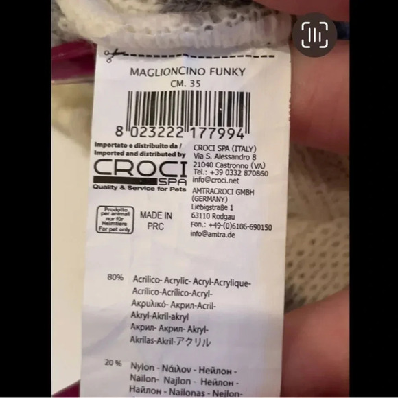 NEW CROCI KNIT GREY AND WHITE STRIPED DOG SWEATER SIZE SMALL - Picture 5 of 7